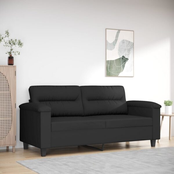 Canapea cu 2 locuri, negru, 140 cm, țesătură microfibră
