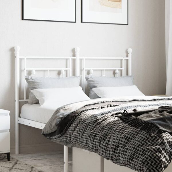Tăblie de pat metalică, alb, 120 cm