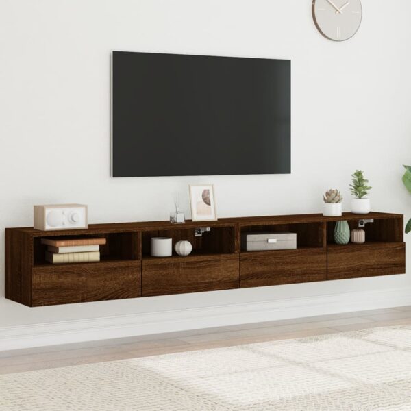 Dulapuri TV de perete 2 buc. stejar maro 100x30x30 cm lemn