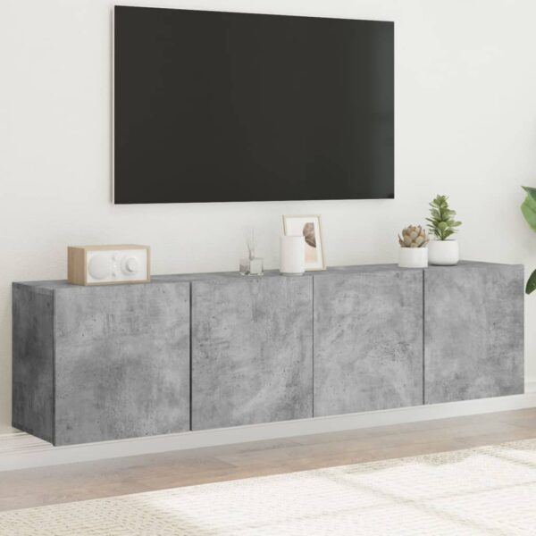 Comodă TV de perete, 2 buc. gri beton, 80x30x41 cm