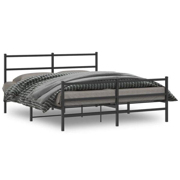 Cadru pat metalic cu tăblie de cap/picioare , negru, 160x200 cm